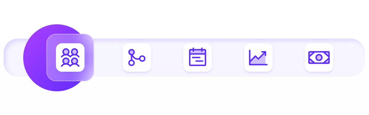 A graphic representation of various sections of text in the agency management guide. The third section, covering customer relationship management, is highlighted.
