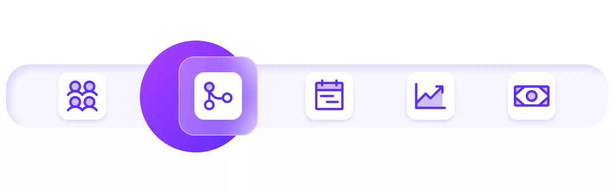 A graphic repesentation of various sections of text in the agency management guide. The third section, covering the project management workflow, is highlighted.